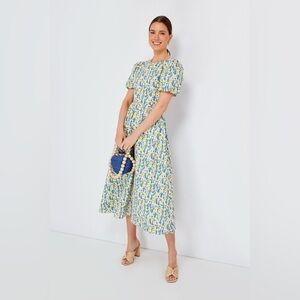 Hyacinth House Yellow and Blue Floral Nicole Midi Dress, Size L